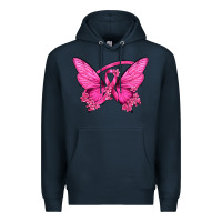 Navy Breast Cancer Butterfly Premium Hoodie - texasbilliewilder