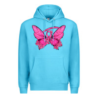 Ocean Blue Breast Cancer Butterfly Premium Hoodie - texasbilliewilder