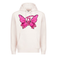 Pale Pink Breast Cancer Butterfly Premium Hoodie - texasbilliewilder