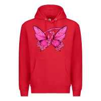 Red Breast Cancer Butterfly Premium Hoodie - texasbilliewilder