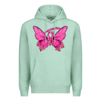 Seafoam Breast Cancer Butterfly Premium Hoodie - texasbilliewilder