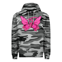 Slate Camo Breast Cancer Butterfly Premium Hoodie - texasbilliewilder