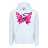 White Breast Cancer Butterfly Premium Hoodie - texasbilliewilder