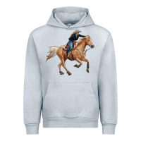 Heather Grey horse body with cowgirl Urban Hoodie - RanaPortraitStore