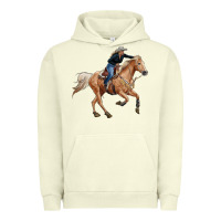Pigment Pistachio horse body with cowgirl Urban Hoodie - RanaPortraitStore