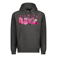 Charcoal Heather Breast Cancer Coffee Cups Premium Hoodie - texasbilliewilder