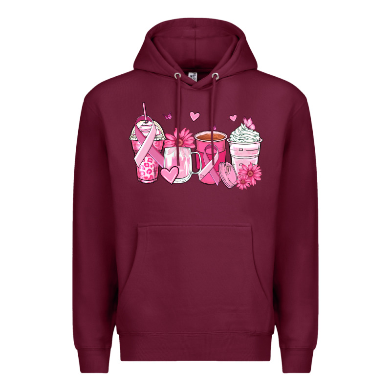 Breast Cancer Coffee Cups Premium Hoodie by Zillion Design Studio | Teevron