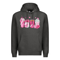 Charcoal Heather breast cancer coffee cups Premium Hoodie - Zillion Design Studio