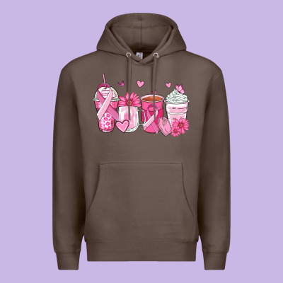 Breast Cancer Coffee Cups Premium Hoodie Designed By Zillion Design Studio