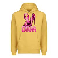 Antique Gold Breast Cancer Diva Ribbon and Heels Premium Hoodie - texasbilliewilder