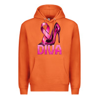Carrot Breast Cancer Diva Ribbon and Heels Premium Hoodie - texasbilliewilder