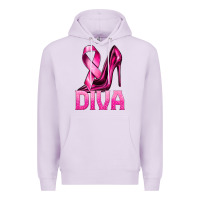 Lilac Breast Cancer Diva Ribbon and Heels Premium Hoodie - texasbilliewilder