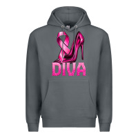 Rock Breast Cancer Diva Ribbon and Heels Premium Hoodie - texasbilliewilder