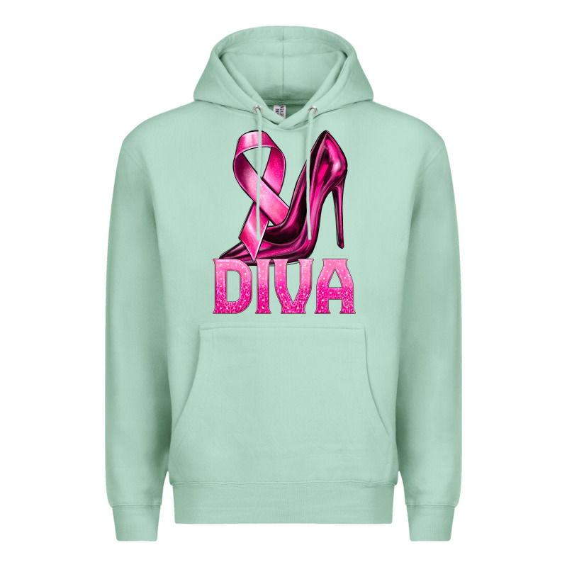 Breast Cancer Diva Ribbon And Heels Premium Hoodie by texasbilliewilder | Teevron