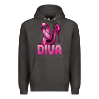 Smoke Breast Cancer Diva Ribbon and Heels Premium Hoodie - texasbilliewilder