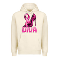 Tofu Breast Cancer Diva Ribbon and Heels Premium Hoodie - texasbilliewilder