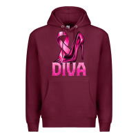 Burgundy Breast Cancer Diva Ribbon and Heels Premium Hoodie - texasbilliewilder