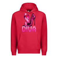 Cardinal Breast Cancer Diva Ribbon and Heels Premium Hoodie - texasbilliewilder