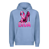 Colony Blue Breast Cancer Diva Ribbon and Heels Premium Hoodie - texasbilliewilder