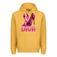 Mustard Breast Cancer Diva Ribbon and Heels Premium Hoodie - texasbilliewilder