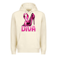 Sandshell Breast Cancer Diva Ribbon and Heels Premium Hoodie - texasbilliewilder