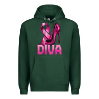 Sports Green Breast Cancer Diva Ribbon and Heels Premium Hoodie - texasbilliewilder
