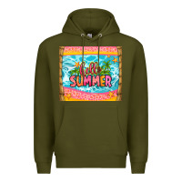 Army Green hello summer Premium Hoodie - Zillion Design Studio