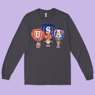 Usa Air Balloon Gnomies Long Sleeve Tee Designed By Barkaloodesign