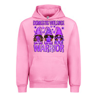 Fuchsia Pink Domestic Violence Warrior Afro Gnomes Urban Hoodie - texasbilliewilder