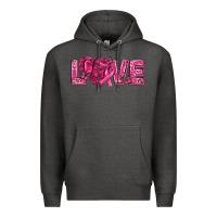 Charcoal Heather Breast Cancer Love Premium Hoodie - texasbilliewilder