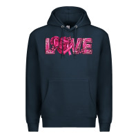Navy Breast Cancer Love Premium Hoodie - texasbilliewilder