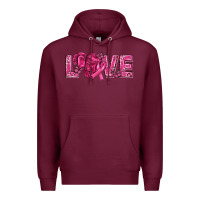 Burgundy Breast Cancer Love Premium Hoodie - texasbilliewilder
