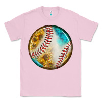 Bubblegum Pink baseball with sunflower round earrings Classic Tee - BundleAndBundleShop