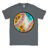 Charcoal Heather baseball with sunflower round earrings Classic Tee - BundleAndBundleShop