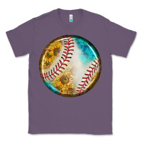 Lavender baseball with sunflower round earrings Classic Tee - BundleAndBundleShop