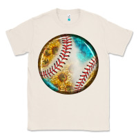 Natural baseball with sunflower round earrings Classic Tee - BundleAndBundleShop