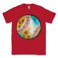 Red baseball with sunflower round earrings Classic Tee - BundleAndBundleShop