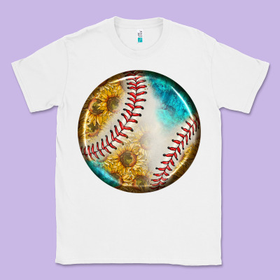 Baseball With Sunflower Round Earrings Classic Tee Designed By Bundleandbundleshop