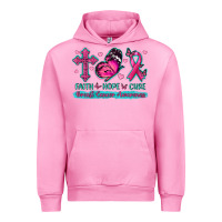 Fuchsia Pink Faith Hope Cure Breast Cancer Awareness Urban Hoodie - texasbilliewilder