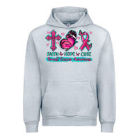Heather Grey Faith Hope Cure Breast Cancer Awareness Urban Hoodie - texasbilliewilder