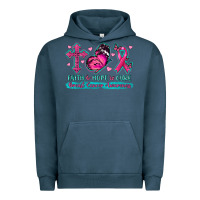 Pigment Midnight Navy Faith Hope Cure Breast Cancer Awareness Urban Hoodie - texasbilliewilder