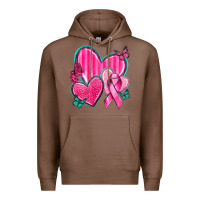 Chestnut Breast Cancer Hearts Premium Hoodie - texasbilliewilder