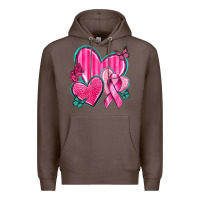 Coffee Breast Cancer Hearts Premium Hoodie - texasbilliewilder
