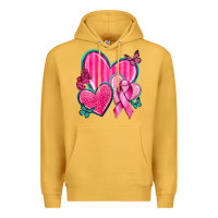 Mustard Breast Cancer Hearts Premium Hoodie - texasbilliewilder