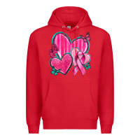 Red Breast Cancer Hearts Premium Hoodie - texasbilliewilder