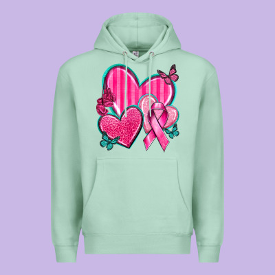 Breast Cancer Hearts Premium Hoodie Designed By Texasbilliewilder