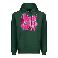 Sports Green Breast Cancer Hearts Premium Hoodie - texasbilliewilder