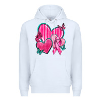 White Breast Cancer Hearts Premium Hoodie - texasbilliewilder