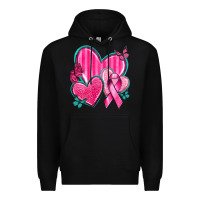 Black Breast Cancer Hearts Premium Hoodie - texasbilliewilder