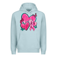 Blue Mist Breast Cancer Hearts Premium Hoodie - texasbilliewilder